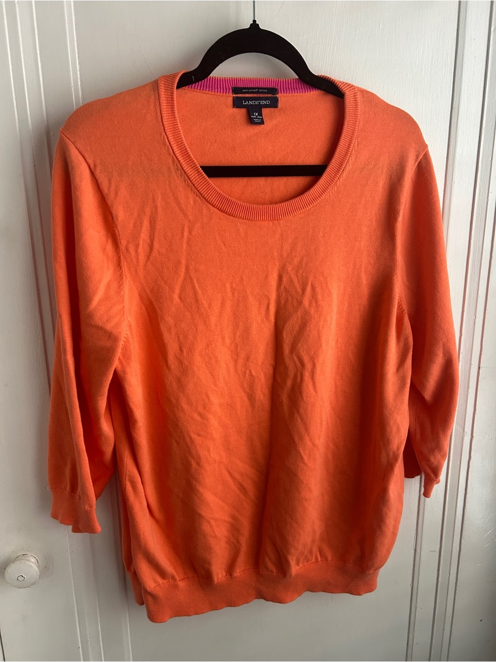 Lands' End Women's Bright Orange Scoop Neck Sweater